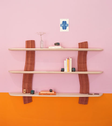 Ceramic shelf, wood, design