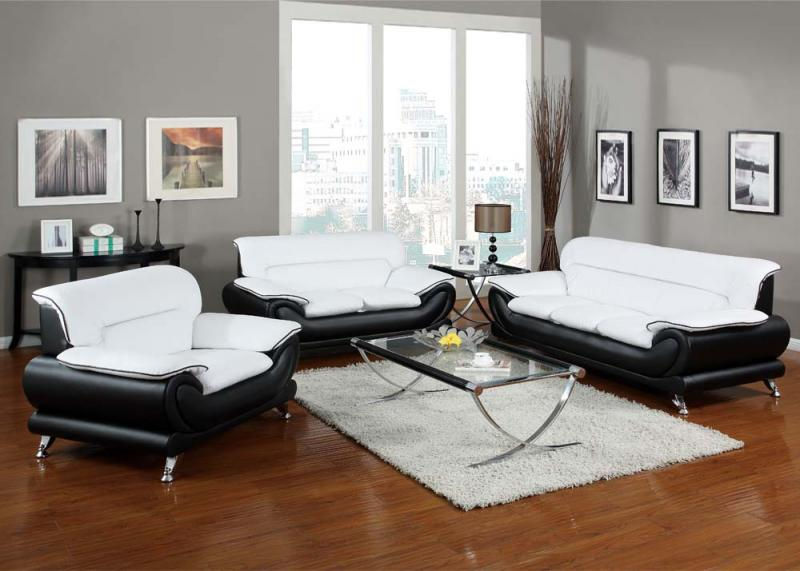 WHITE AND BLACK SOFA SET