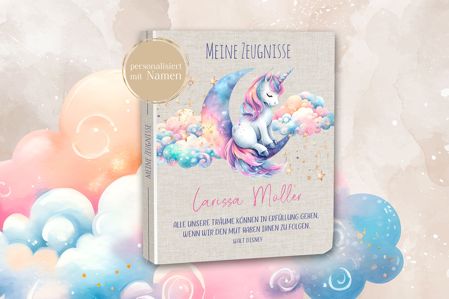 Zeugnismappe "Einhorn Mond"