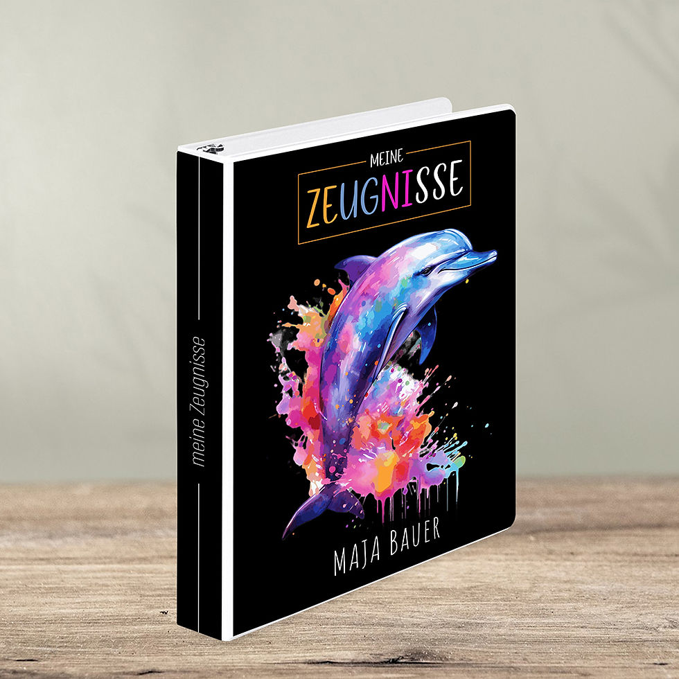 Zeugnismappe "Neon Delfin"