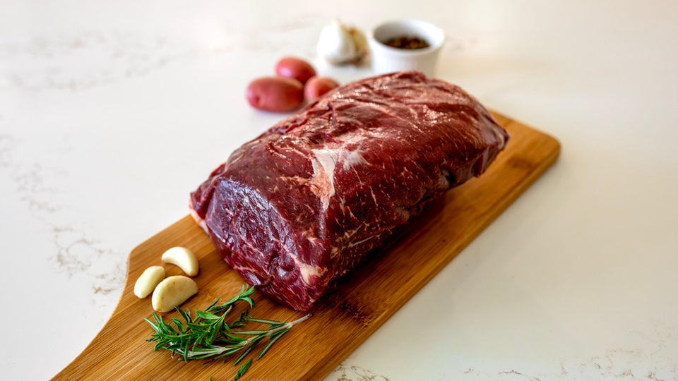 Sirloin Roast on cutting board at Benner Beef