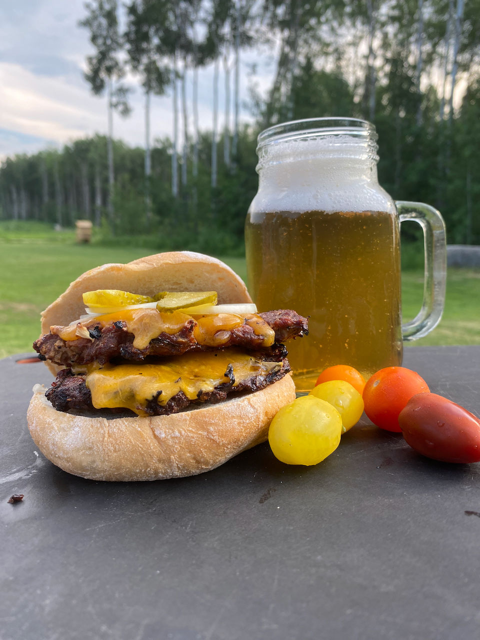 Burger and beer made with Kehler beef.