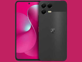 Close-up of T-Mobile REVVL 8 Pro camera module with water droplets emphasizing improved cameras and water resistance