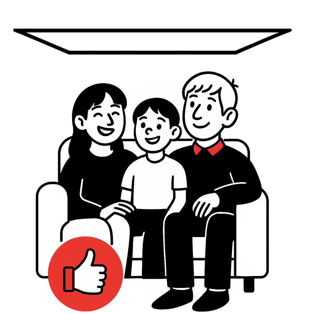 Graphic of a family enjoying their stretch ceiling