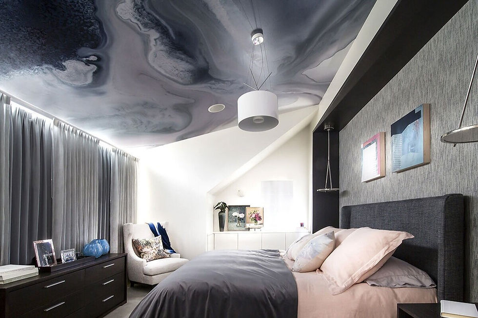 marble custom print stretch ceiling in a hotel room