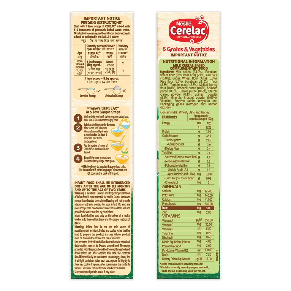 Thumbnail: Nestle Cerelac Baby Cereal with Milk 5 Grains & Vegetables From 18 to 24 Months