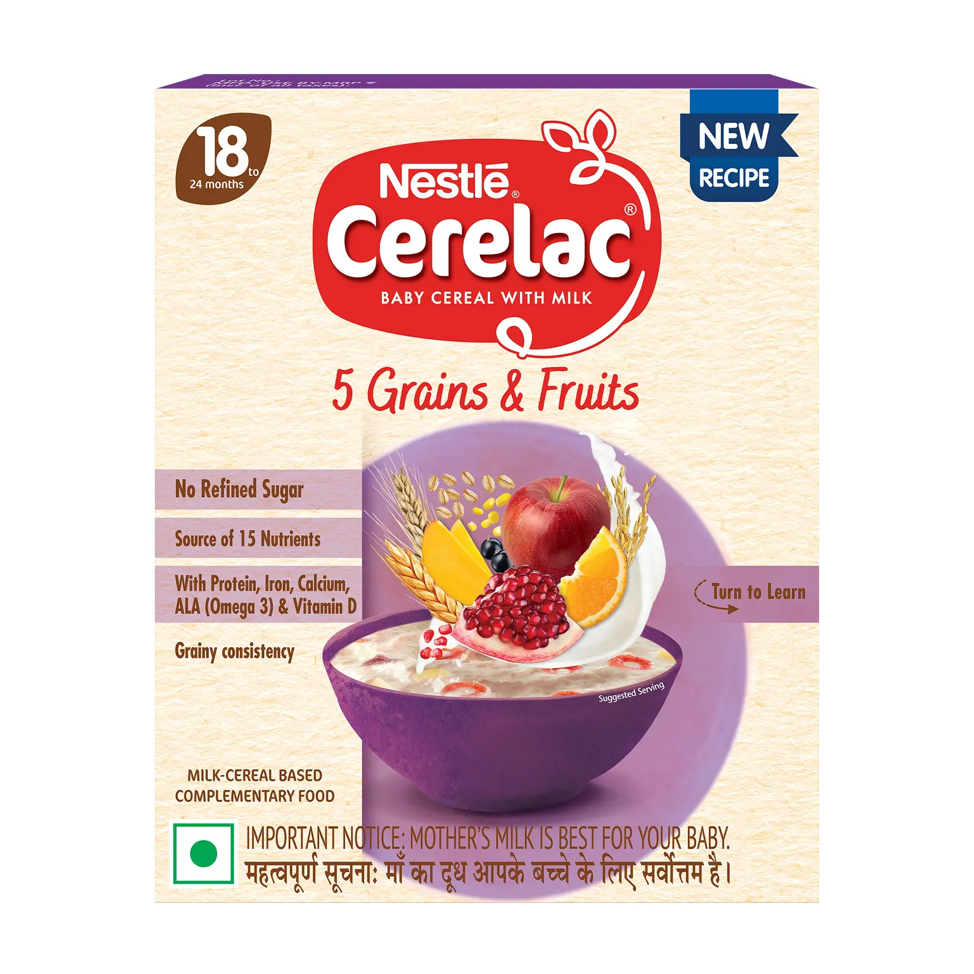 Nestlé CERELAC Baby Food Cereal | No Refined Sugar | 5 Grains & Fruits