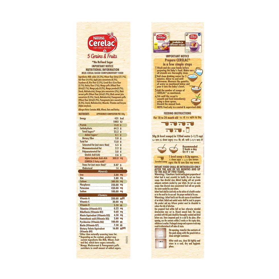 Thumbnail: Nestlé CERELAC Baby Food Cereal | No Refined Sugar | 5 Grains & Fruits