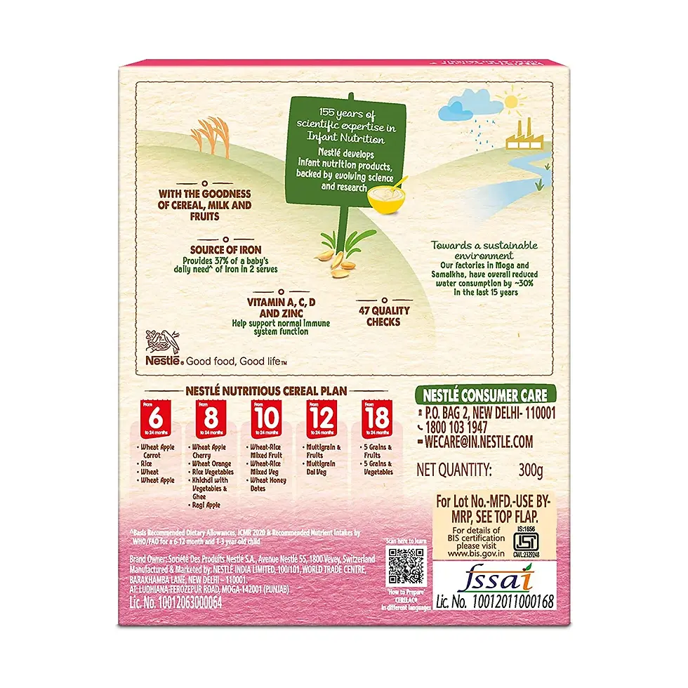 Thumbnail: Nestle Cerelac Baby Cereal with Milk Wheat-Rice Mixed Fruit From 10 Months 300g