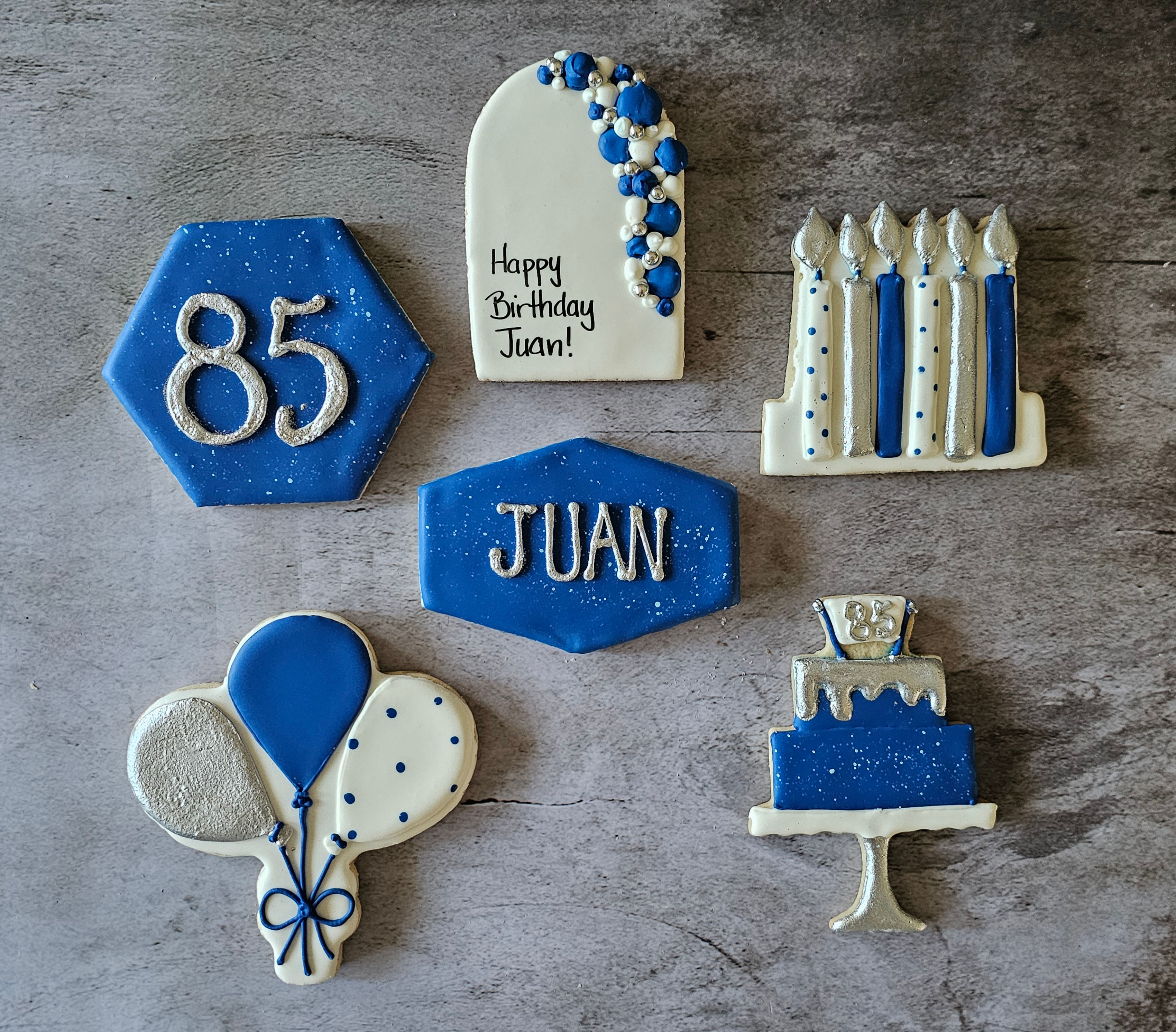 Silver and Blue Birthday Cookie Set
