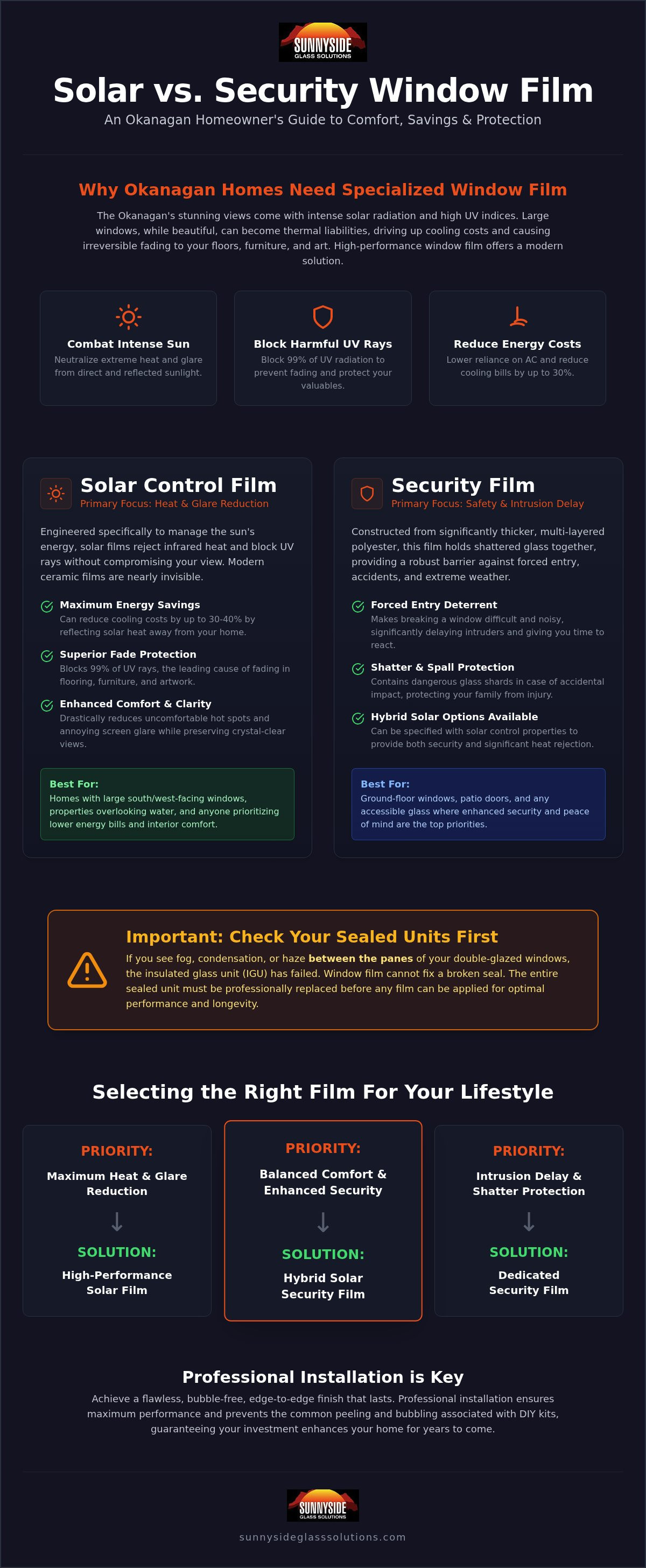 Solar vs security window film Okanagan