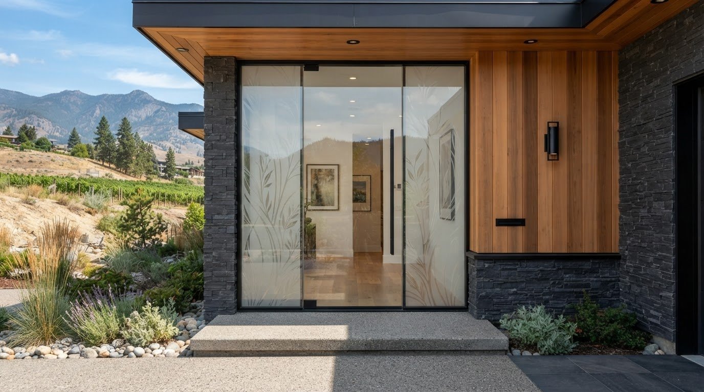 Decorative window film for front door Penticton
