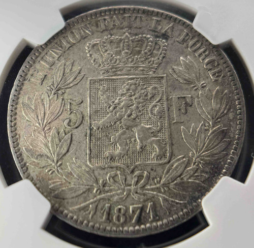 PCGS-AU50 ベルギー王国 20フラン 1865 レオポルド1世 金貨 ベルギー