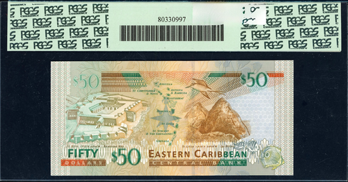東カリブ中央銀行 50ドル紙幣 2003年発行 PCGS Superb Gem New 67PPQ