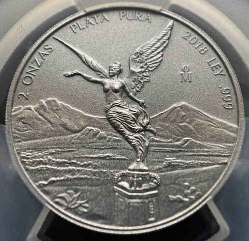 2018年 メキシコ リベルタード銀貨 2オンス アンティークSP70 PCGS 世界最高評価】2018年 メキシコ リベルタード 銀貨 2オンス