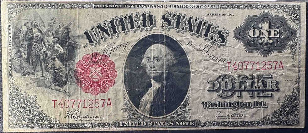 Miniatura: Billete de un dólar de curso legal de Estados Unidos de 1917 (firmado por Spielman & White)