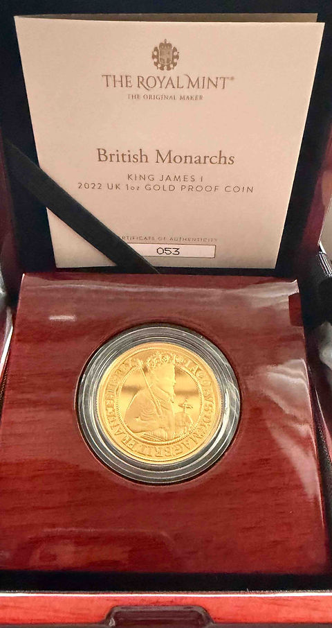 2022 英国 ジェームズ1世 1オンス ゴールドプルーフコイン £100
