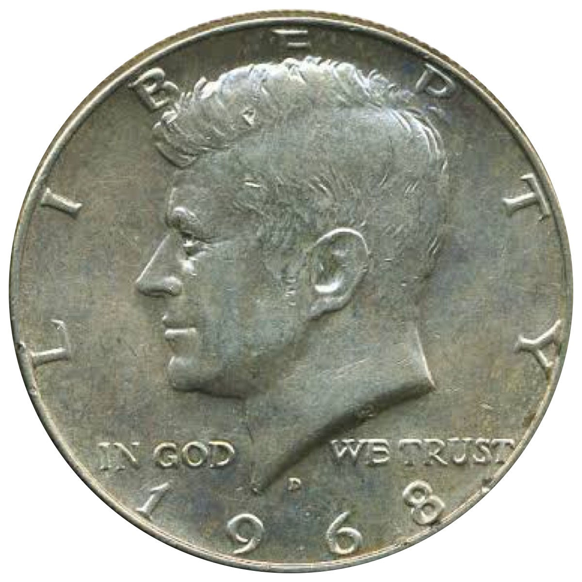 アメリカ 1968年 ケネディ ハーフダラー銀貨 40%シルバー 流通品 ランダムミントマーク [purity: 40%][weight: 11.5/g]