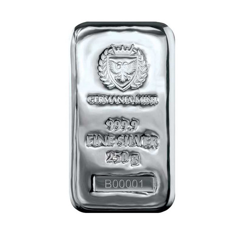 250グラム純銀 インゴット ジャーマニア・ミント製[purity: 99.9