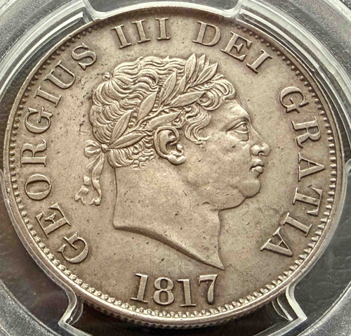 1817年 イギリス ジョージ3世 ハーフクラウン銀貨 Small Head PCGS