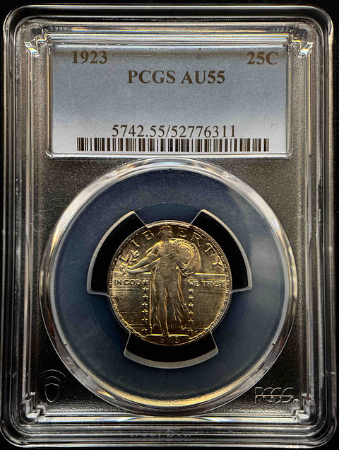 1923年 スタンディング・リバティ・クォーター銀貨PCGS AU 55 1923年 スタンディング・リバティ・クォーター銀貨PCGS AU 55