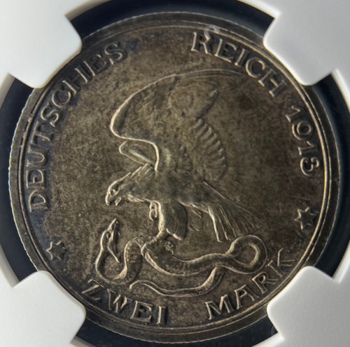 1913年 プロイセン 2マルク銀貨NGC MS62【ナポレオン敗北百周年記念