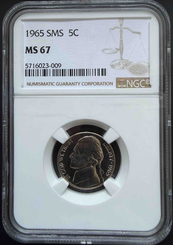 1965 SMS Jefferson Nickel MS67 |NGC鑑定済みスペシャルミントセット 1965 SMS Jefferson Nickel MS67 |NGC鑑定済みスペシャルミントセット