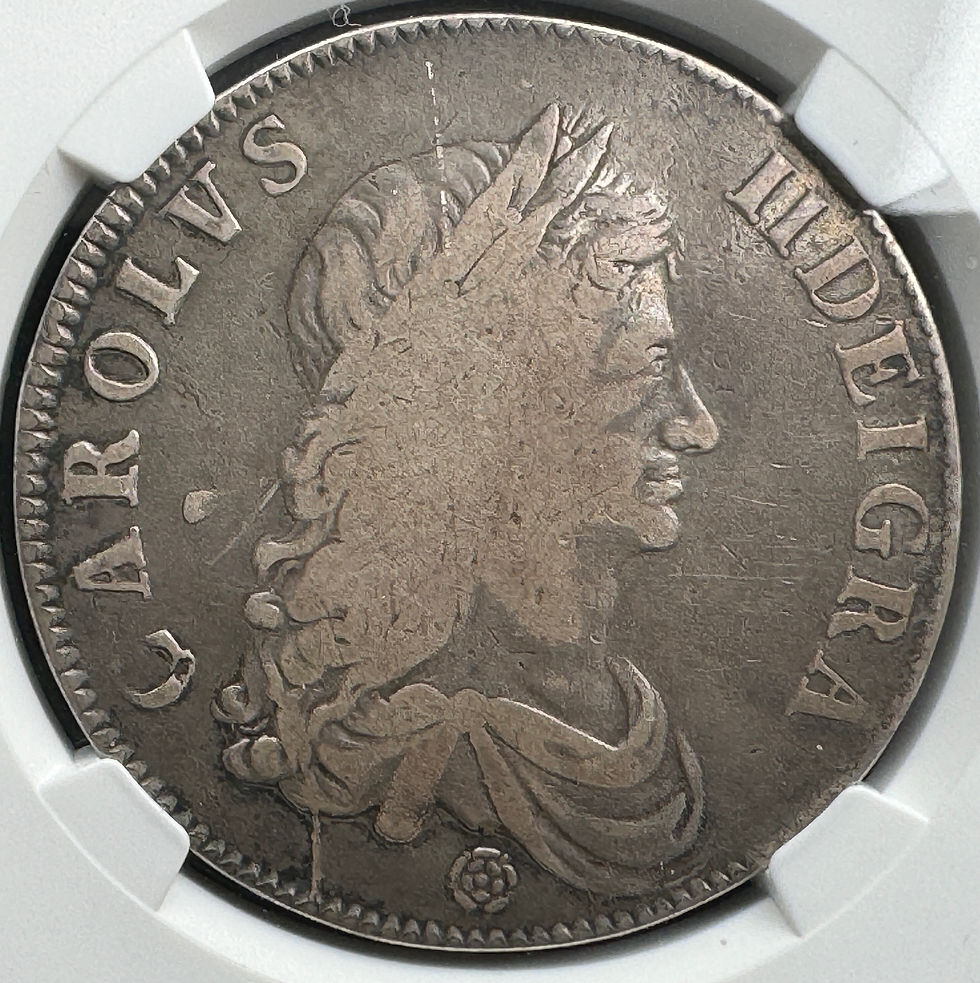 イギリスクラウン銀貨 チャールズ2世ローズマーク 1662年 NGC
