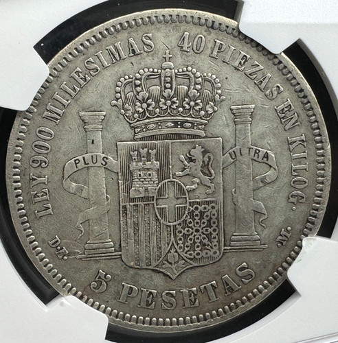 スペイン王国 アマデオ1世5ペセタ銀貨（1871年）NGC XF40 スペイン王国 アマデオ1世5ペセタ銀貨（1871年）NGC XF40