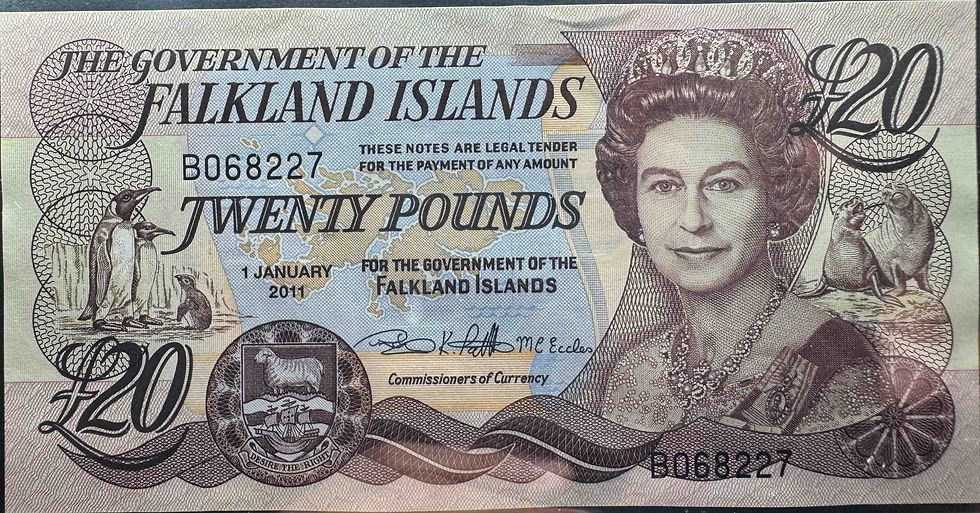 サムネイル： フォークランド諸島政府 20ポンド紙幣（2011年）