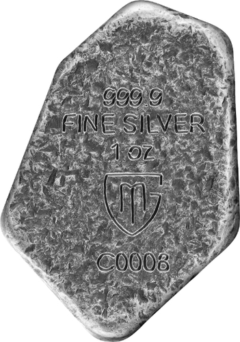 Germania Mint Isaz Rune 1オンス銀バー 999.9 Fine Silver キャスト