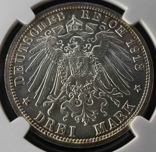 1913年 ドイツ帝国 プロイセン王国 3マルク銀貨 ウィルヘルム2世即位25 1913年 ドイツ帝国 プロイセン王国 3マルク銀貨 ウィルヘルム2世即位25