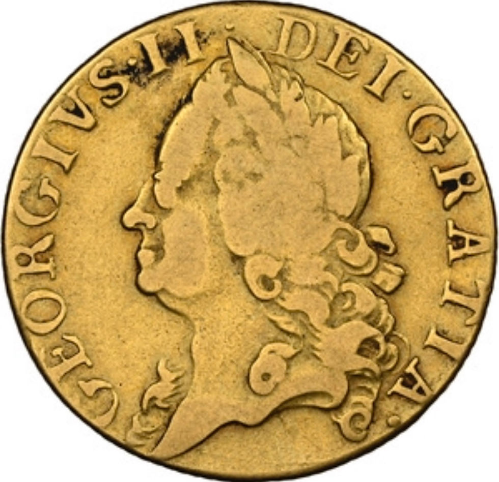 섬네일: 1749년 그레이트 브리튼 조지 2세 1기니 금화 NGC-F12