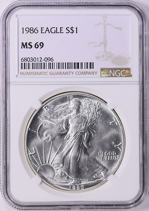 1986 アメリカン・シルバーイーグル NGC MS69 ｜初年度発行の歴史的1