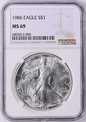 1986 アメリカン・シルバーイーグル NGC MS69 ｜初年度発行の歴史的1