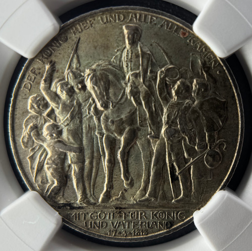 1913年 プロイセン 2マルク銀貨NGC MS62【ナポレオン敗北百周年記念