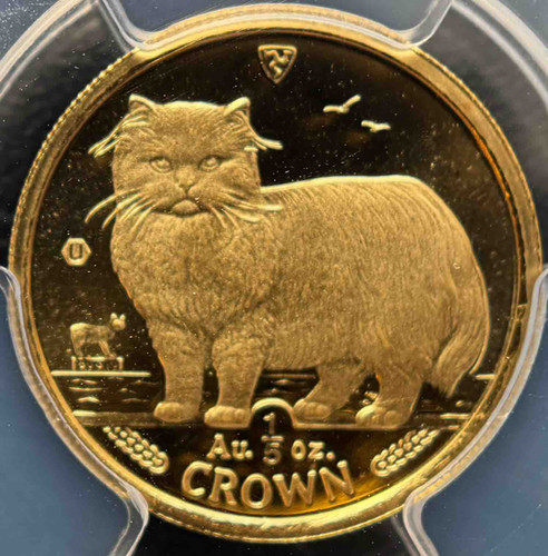 1989年 マン島発行 1/5クラウン金貨 ペルシャ猫 PCGS鑑定済 PR69DCAM