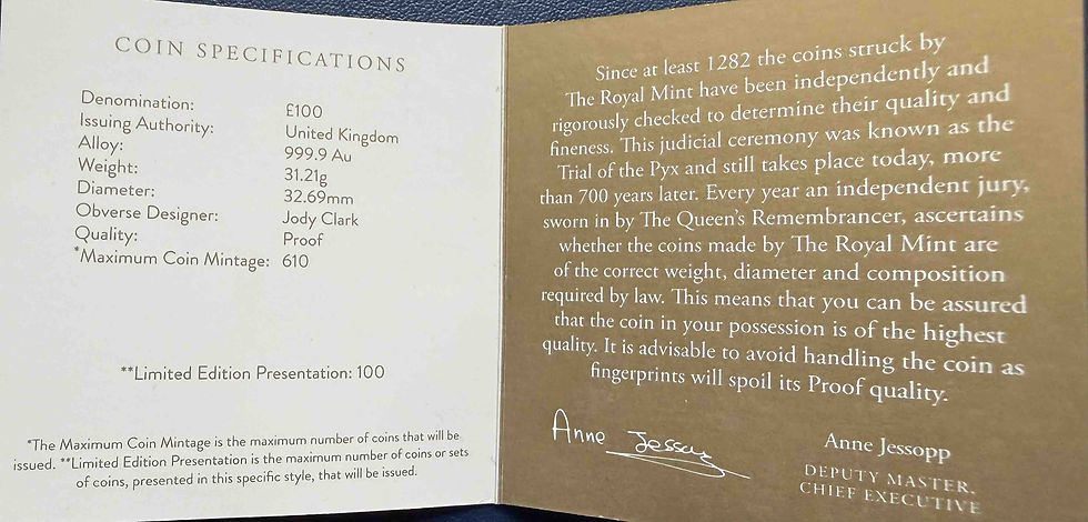 Miniatura: 2022 英国 ジェームズ1世 1オンス ゴールドプルーフコイン £100｜British Monarchs King James I 2022 UK Gold