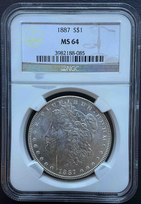 1887年 アメリカ モルガンダラー $1 MS64 NGC認定コイン(モルガン銀貨 1887年 アメリカ モルガンダラー $1 MS64 NGC認定コイン(モルガン銀貨