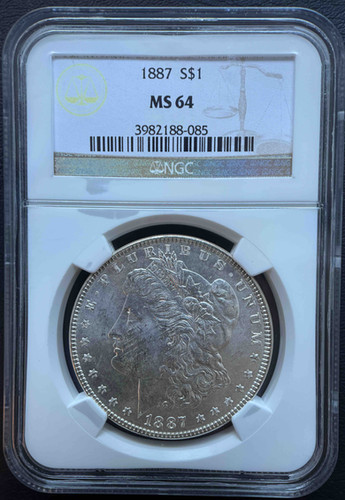 1887年 アメリカ モルガンダラー $1 MS64 NGC認定コイン（モルガン銀貨