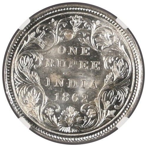 1862年（M）英領インド ヴィクトリア女王 1ルピー銀貨 マドラス造幣局