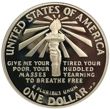 美国自由女神像 1 美元银币 1986 年精制版 | GoldSilverJapan