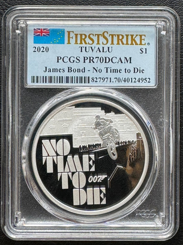 2020年 ジェームスボンド 007 1 oz 銀貨PCGS鑑定済み最高グレード 2020年 ジェームスボンド 007 『NO TIME TO DIE 』 1oz 銀貨PCGS