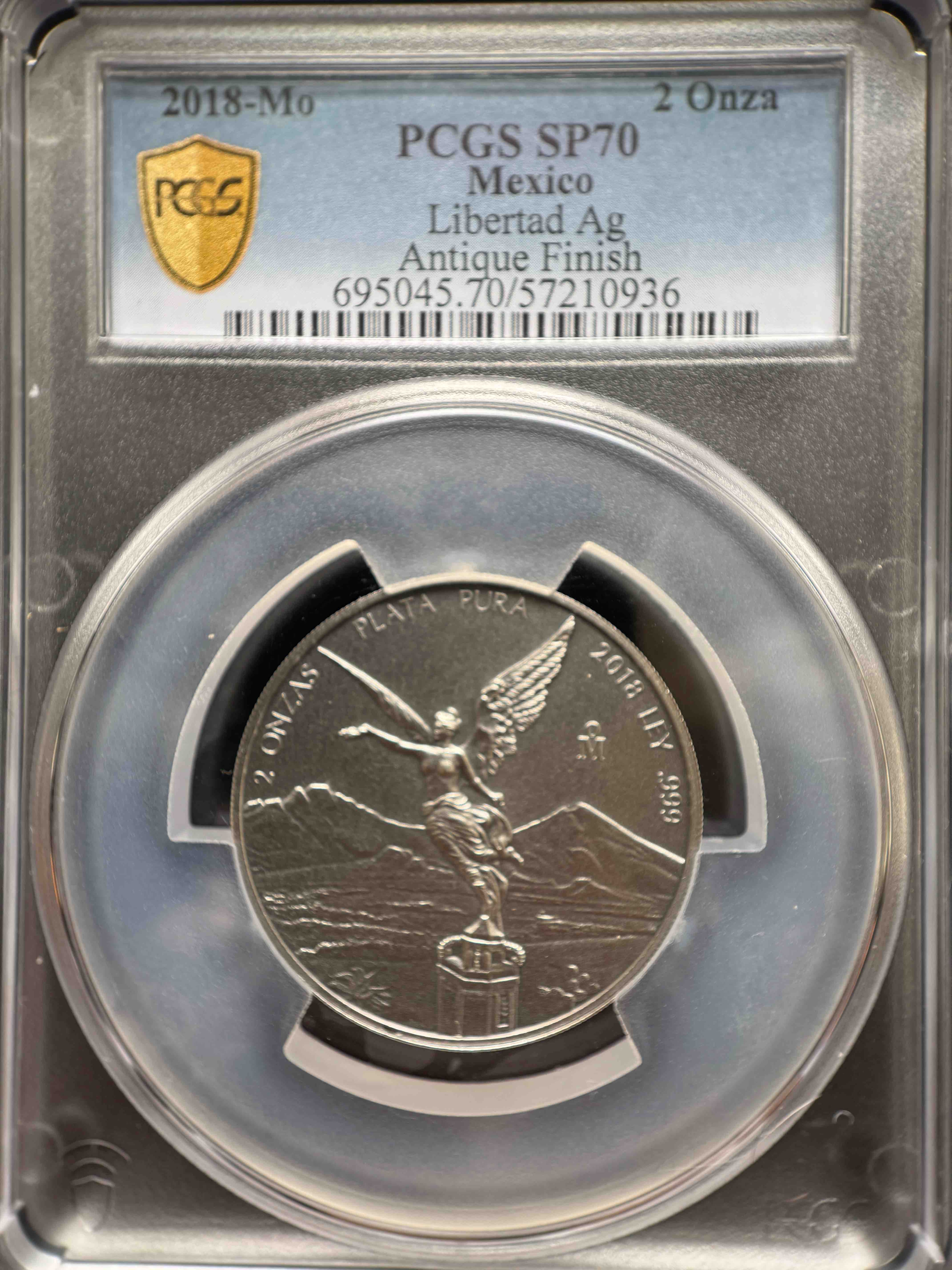 【세계 최고 평가】2018년 멕시코 리베르타드 은화 2온스 골동품 마무리 - PCGS SP70