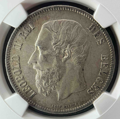 1873年 ベルギー レオポルド2世 5フラン大型銀貨 PCGS認証 1873年 ベルギー レオポルド2世 5フラン大型銀貨 PCGS認証 1873