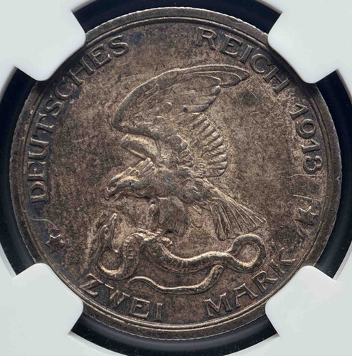 1913年 ドイツ帝国 プロイセン王国発行 2マルク銀貨「ナポレオン戦争