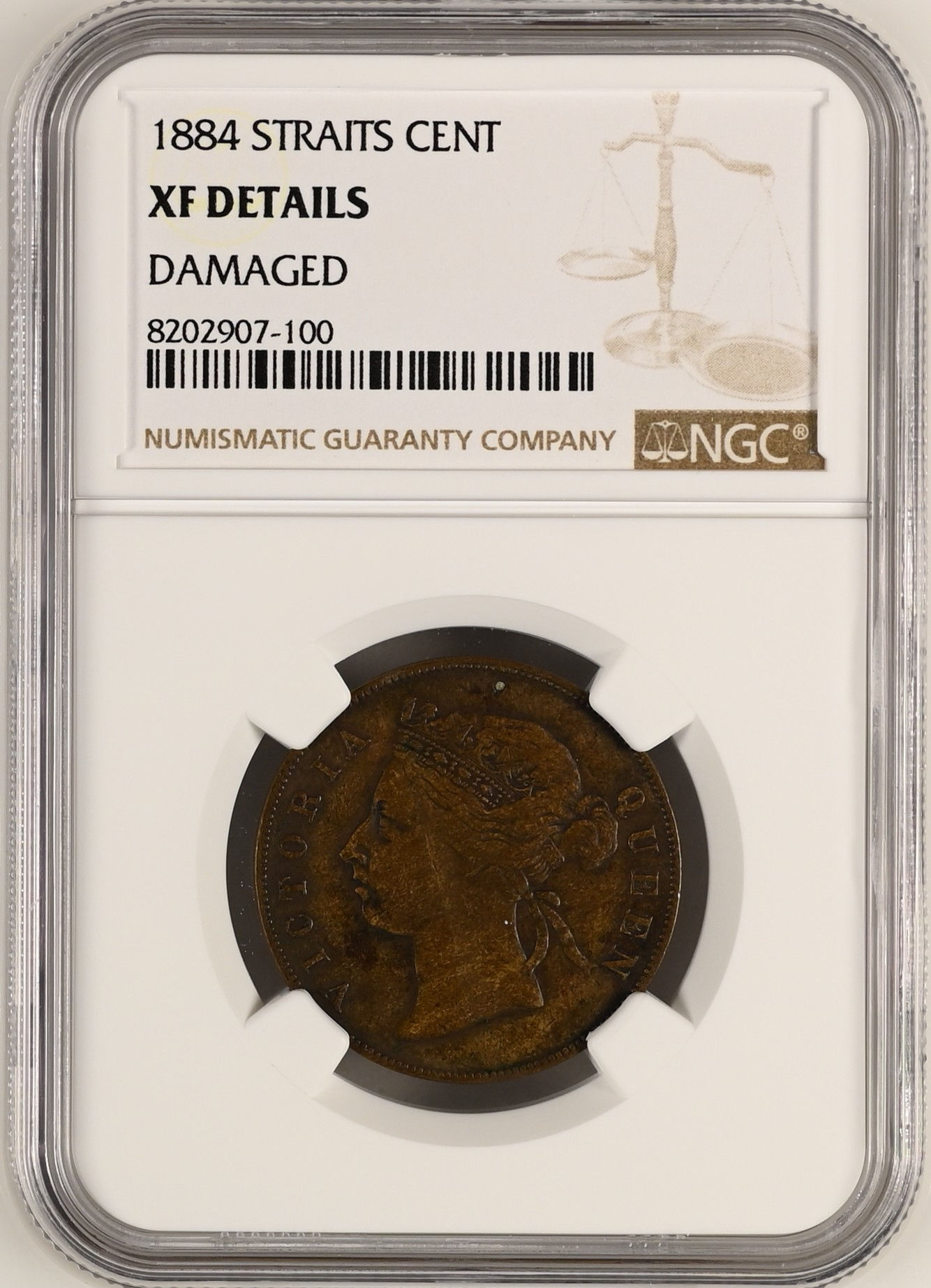 海峡植民地 1セント青銅貨 1884年 NGC XF DETAILS(Damaged)Goldsilverjapan