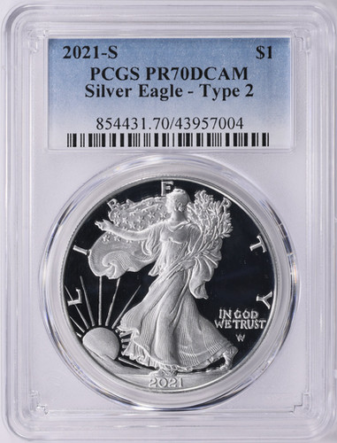 2021年 シルバーイーグル  PCGS MS70 2021-S アメリカン・シルバーイーグル Type 2 PR70DCAM 完全解説｜PCGS