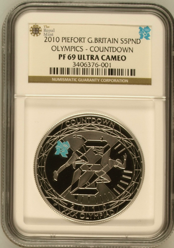 2010 英国 ロンドン五輪 5ポンド銀貨 NGC PF69 2010 英国 ロンドンオリンピック カウントダウン 5ポンド銀貨 PF69