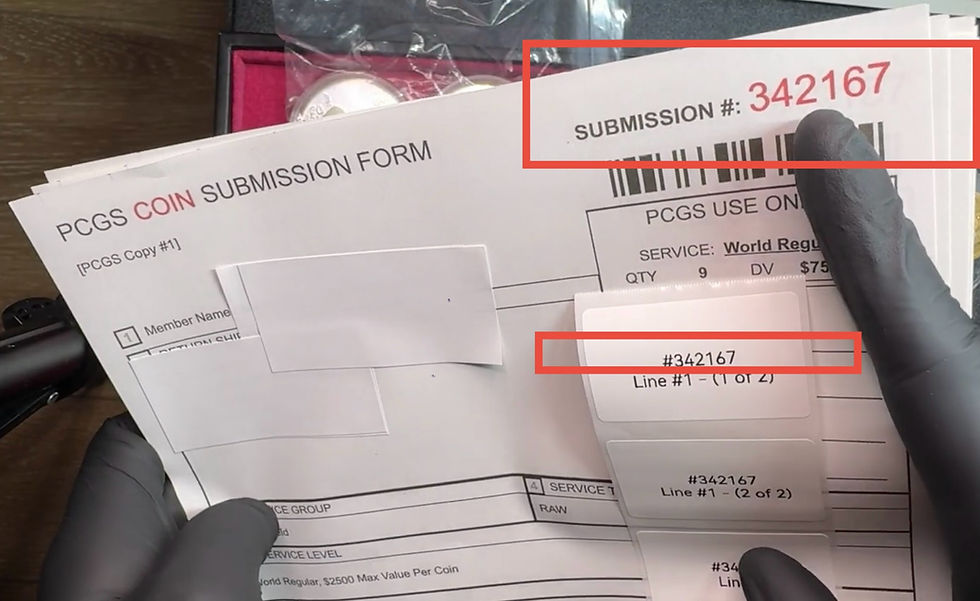 PCGS Label and submission form must match